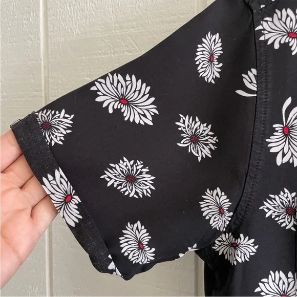 Vans floral blouse button up down shirt flower crop cropped - Picture 5 of 6